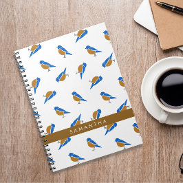Modern Minimal Eastern Bluebird Pattern Anteckningsbok