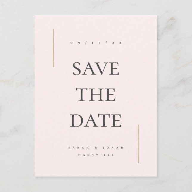 Modern Minimal Ej Foto Spara Datum Meddelande Vykort (Framsida)