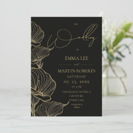 Modern Minimal Elegant Blomhochzeit Inbjudningar