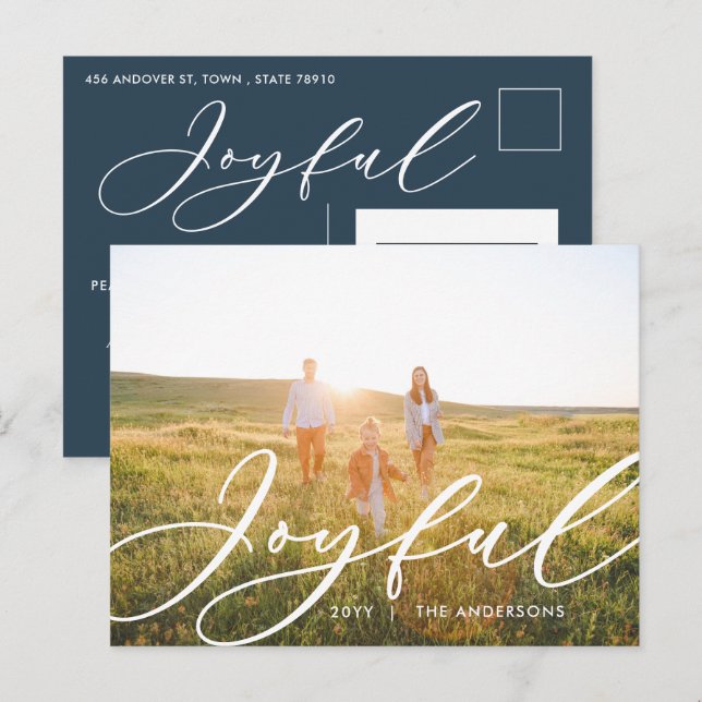Modern minimal elegant för blad 1-fotoskript helg vykort (Fram/baksida)