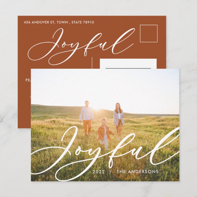 Modern minimal elegant för blad 1-fotoskript helg vykort (Fram/baksida)