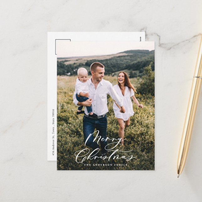 Modern minimal elegant för fotojul helg vykort (Fram/Back In Situ)