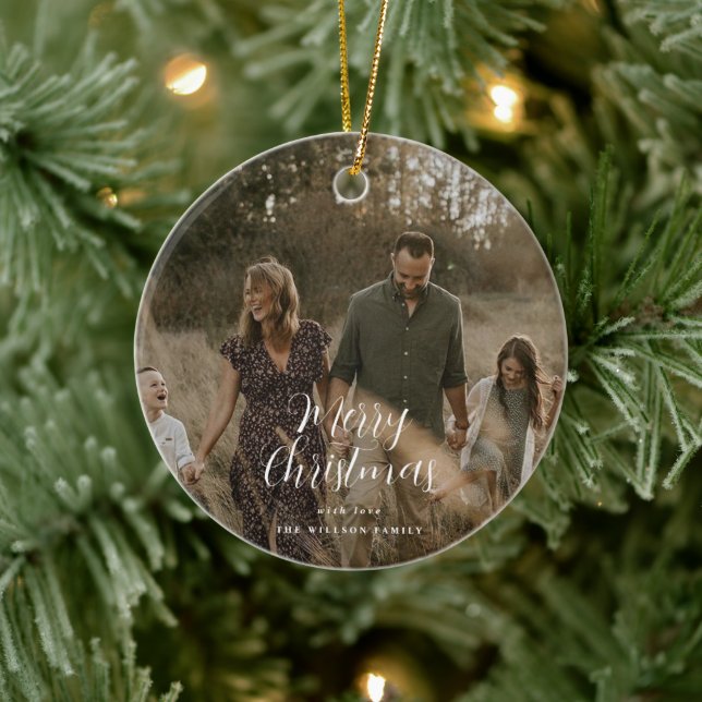 Modern minimal elegant för fotojul julgransprydnad keramik (Träd)