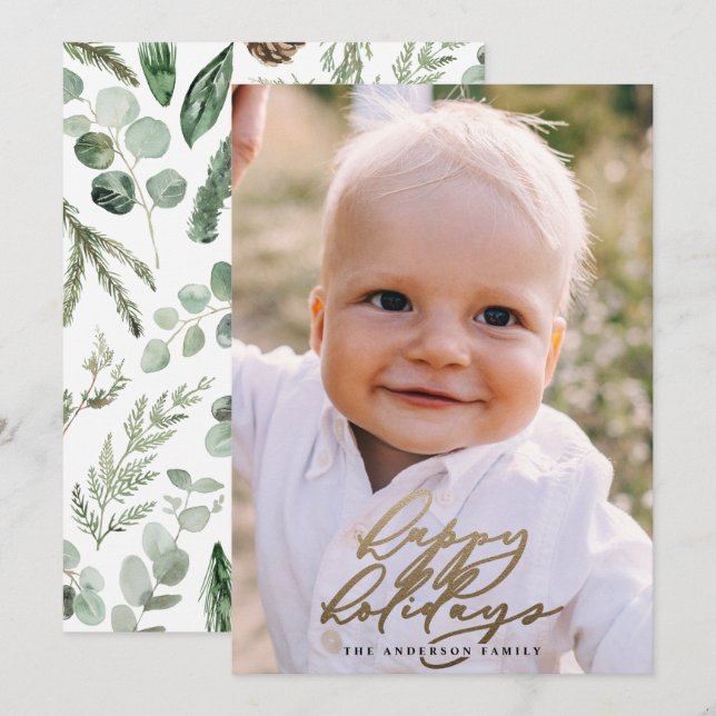 Modern minimal elegant för fotojul julkort (Fram/baksida)