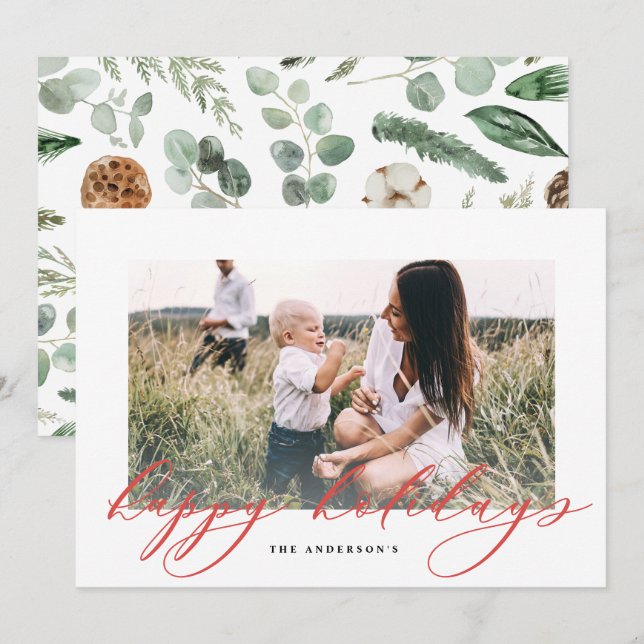 Modern minimal elegant för fotojul julkort (Fram/baksida)