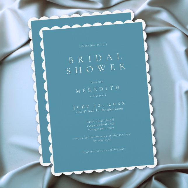Modern Minimal Elegant French Blue Bridal Shower Inbjudningar (Modern Minimal Elegant French Blue Bridal Shower Invitation)