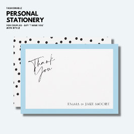 Modern minimal Elegant Light Blue Gräns-skript Tack Kort