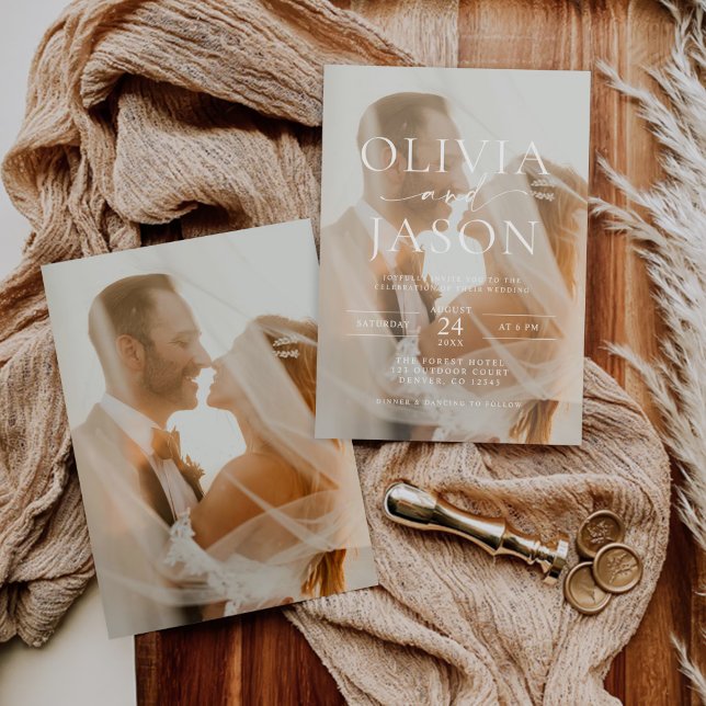 Modern minimal Elegant Photo Bröllop Inbjudningar (Skapare uppladdad)