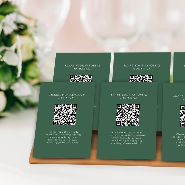 Modern minimal Elegant QR Code Bröllop Foton Tilläggskort (Modern Minimalist Elegant QR Code Wedding Photos Enclosure Card)