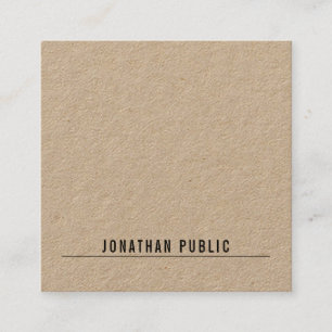 Modern minimal Elegant Real Kraft Papper Simple Fyrkantigt Visitkort