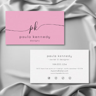 Modern Minimal Elegant Rosa Monogram Visitkort