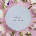 Modern Minimal Elegant Script Monogram Wedding Runt Klistermärke<br><div class="desc">Modern Minimal Elegant Script Monogram Wedding Classic Round Sticker Add a touch of elegance to your wedding with these modern, minimalist, and elegant script monogram classic round stickers. Crafted in classic light blue and Roman Coffee colors, these stickers are perfect for sealing invitations, favor bags, or adding a personalized touch...</div>