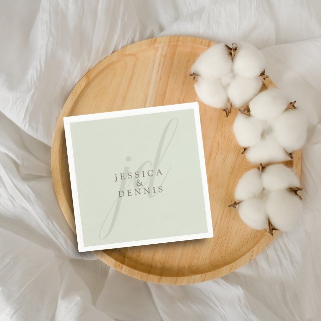 Modern minimal Elegant, skript Monogram Bröllop Pappersservett (Skapare uppladdad)