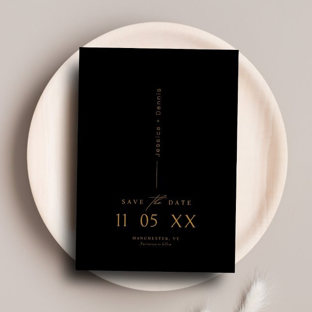 Modern minimal Elegant Svart Spara datum Inbjudningar (Skapare uppladdad)