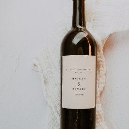 Modern Minimal Elfenbensvit Anpassad "Tack" Bröllo Vinflaska Etikett