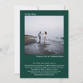 Modern Minimal Emerald Grönt - enkel foto Bröllop Inbjudningar