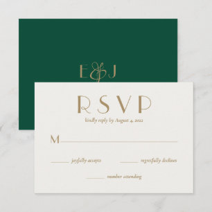 Modern Minimal Emerald Grönt Guld Bröllop OSA Kort