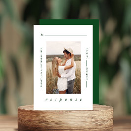 Modern Minimal Emerald Grönt Photo Bröllop OSA Kort