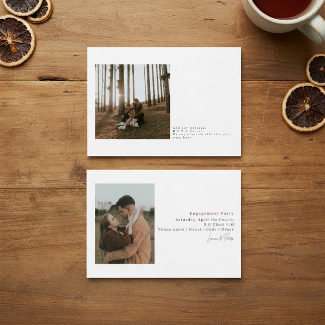 Modern minimal enkel 2-foto Bröllop Inbjudningar (Modern Minimal Simple 2-Photo Wedding Invitation.)