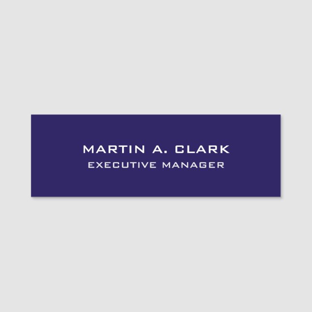 Modern minimal enkel Elegant Mörk blått Namnbricka (Framsida)