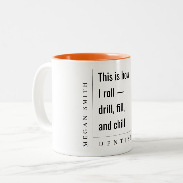 Modern minimal, enkel, fet, fet, dentist-gåva Två-Tonad mugg (Framsida vänster)