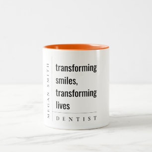 Modern minimal enkel, fet, fetstilt tandläkargåva Två-Tonad mugg
