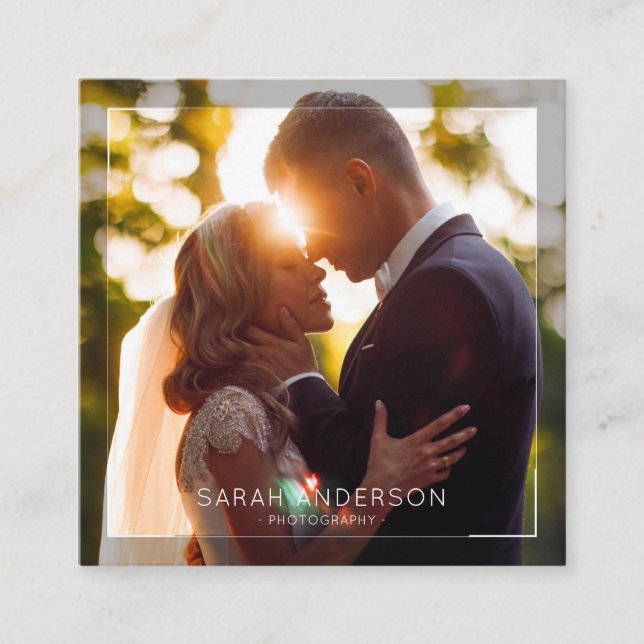 Modern minimal enkel fotofotograf renare fyrkantigt visitkort (Framsida)