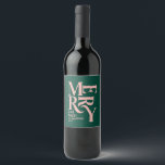 Modern minimal enkel grönt rosa jul vinflaska etikett<br><div class="desc">Budgeterad Modern,  minimal traditionell vintage,  grafisk typografi grönt och rosa god jul helgdag tack vare märkrn. En del av en fet roligt helgdag-samling.</div>