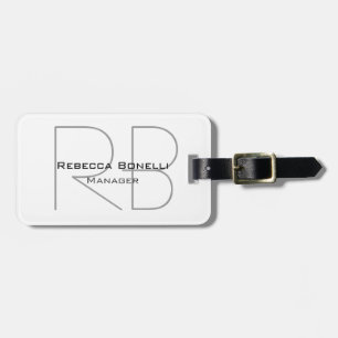 Modern minimal enkel monogramhanterare bagagebricka