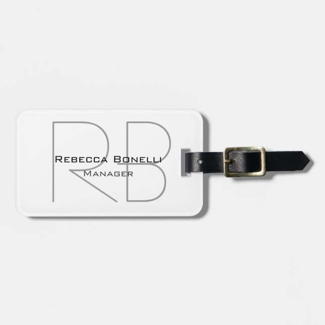 Modern minimal enkel monogramhanterare bagagebricka (Horisontell Framsida)