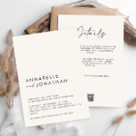 Modern Minimal enkel QR-kod för Bröllop-detaljer Inbjudningar<br><div class="desc">Modern enkel elegant enkel bröllop,  information och QR-kodinbjudan. En del av en modern samling.</div>