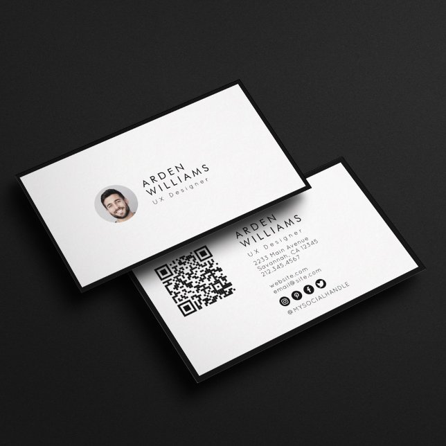 Modern minimal, enkel QR-kodsfoto med enkel Profes Visitkort (Skapare uppladdad)