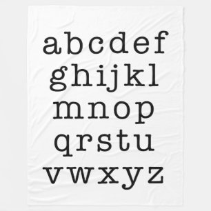 Modern minimal enkel skrivmaskin Alfabet ABC Fleecefilt