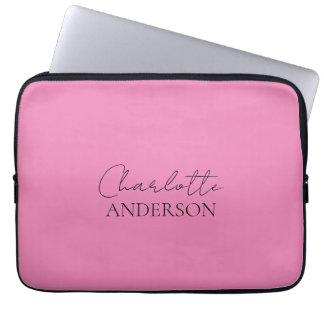 Modern minimal enkel Snyggt Namn Rosa Laptop Fodral