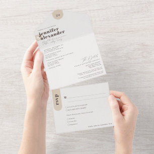 Modern minimal enkel Taupe Bröllop allt i ett inv