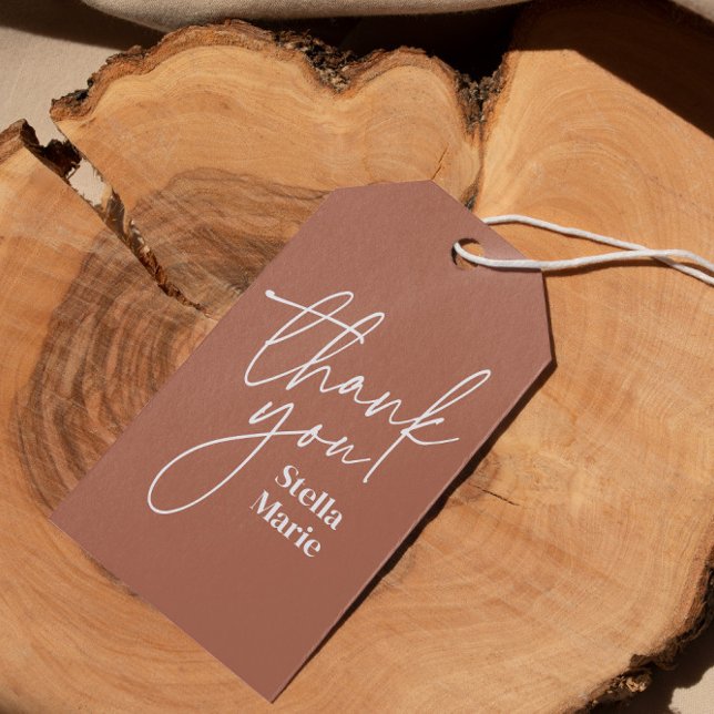 Modern, minimal, enkel terracotta tack presentetikett (Skapare uppladdad)