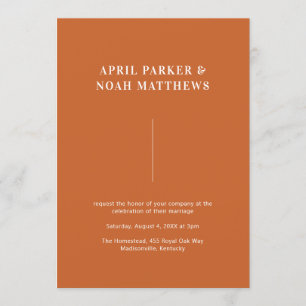 Modern minimal enkel typografi - bränd Orange Inbjudningar
