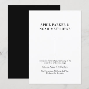 Modern minimal enkel typografi, svart och vit inbjudningar