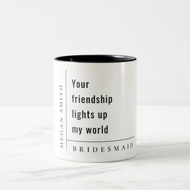 Modern minimal, enkel Vänskap, Bridesmaid Gift Två-Tonad Mugg (Center)