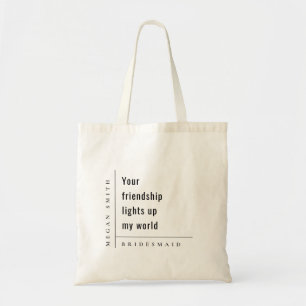 Modern minimal, enkel Vänskap, Bridesmaid Gift Tygkasse