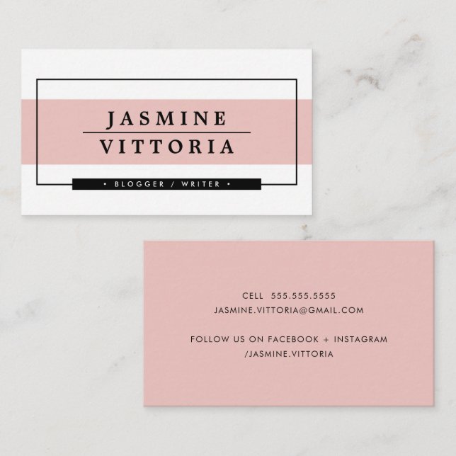 MODERN MINIMAL enkelt rosa för gräns blek Visitkort (Fram/baksida)