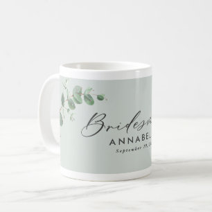 Modern minimal eukalyptus brudesmaid bröllop kaffemugg