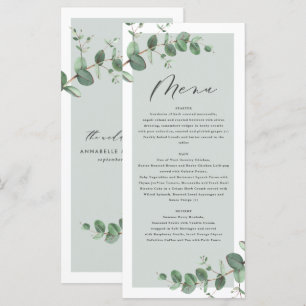Modern minimal eukalyptus simple elegant bröllop m meny