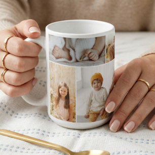 Modern Minimal Familj 8 Bildcollage Minnessak Kaffemugg