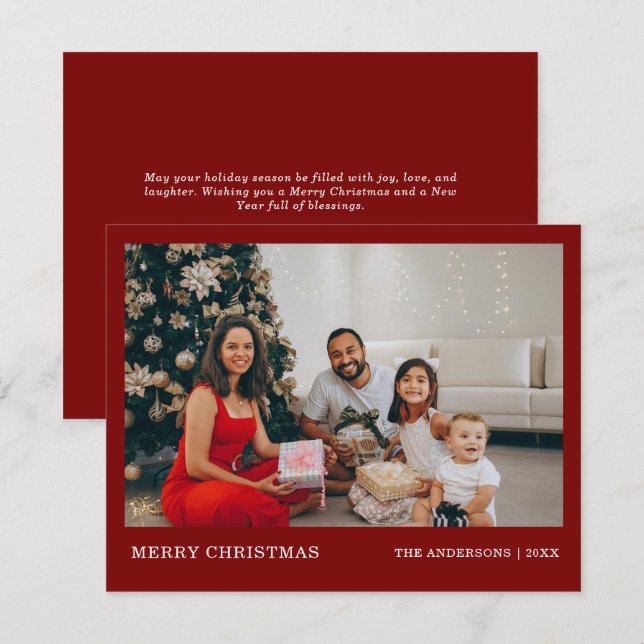 Modern Minimal Familj Porträtt | God jul Julkort (Fram/baksida)
