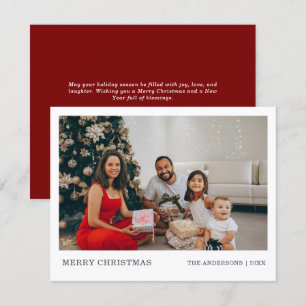 Modern Minimal Familj Porträtt   God jul Julkort