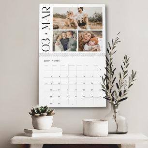 Modern minimal familjs 3-fotokollage kalender