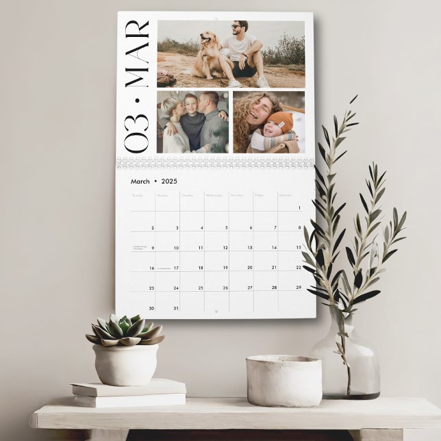 Modern minimal familjs 3-fotokollage kalender (Skapare uppladdad)
