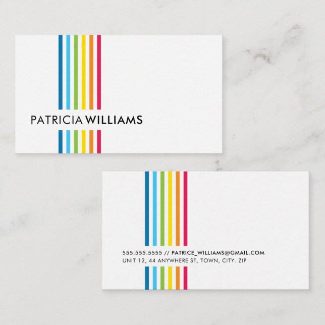 MODERN MINIMAL, färglös enkel regnbåge rand Visitkort (Fram/baksida)