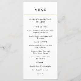 Modern minimal | Faux Guld Gräns Bröllop Menu Meny